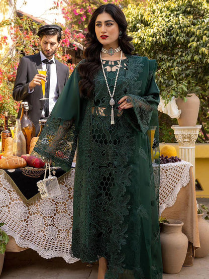 Luxury Lawn 3-PCS Unstitched Collection Heavy Embroidered Chicken Kari Suit with Organza Dupatta Mirza Collection