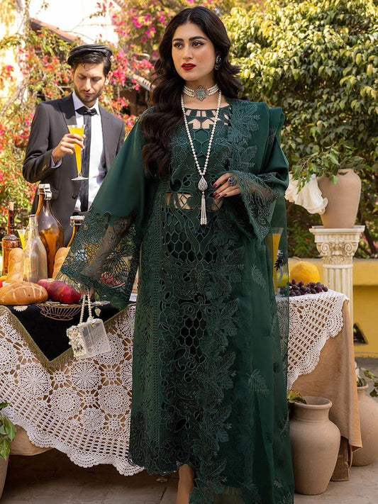 Luxury Lawn 3-PCS Unstitched Collection Heavy Embroidered Chicken Kari Suit with Organza Dupatta Mirza Collection