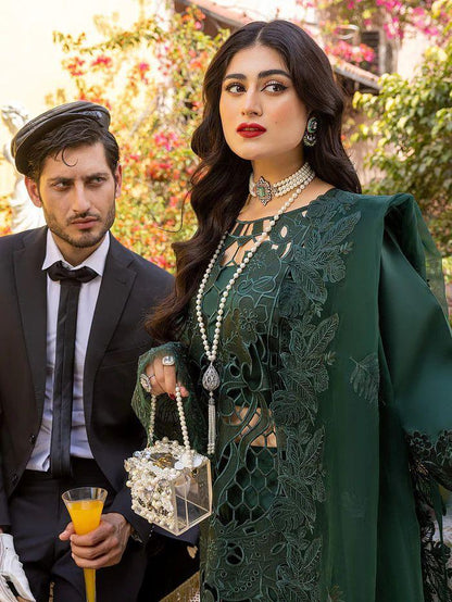 Luxury Lawn 3-PCS Unstitched Collection Heavy Embroidered Chicken Kari Suit with Organza Dupatta Mirza Collection