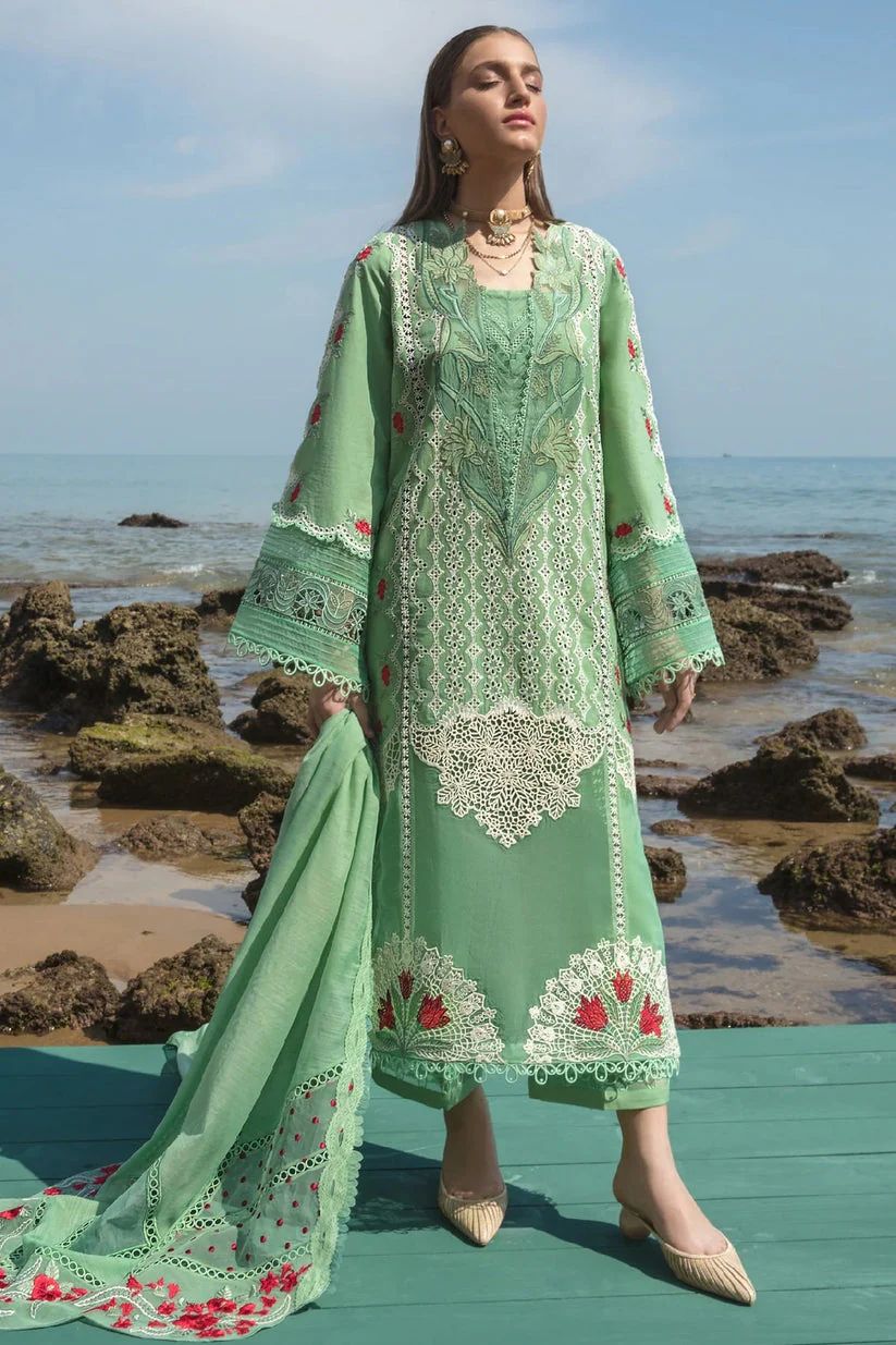 Crimson Luxury Summer Collection 2026 Lawn 3 Piece Suit with Embroidered Organza Dupatta Mirza Collection