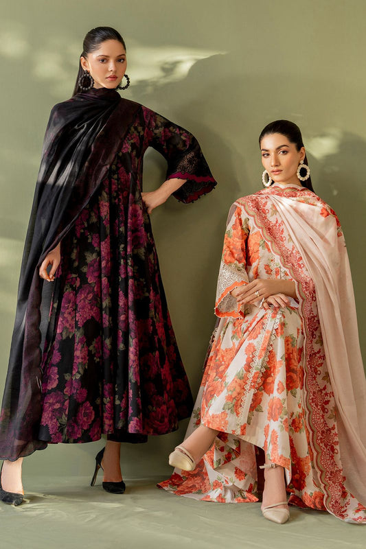 Top Rated Designer Suit 3-PCS Unstitched Lawn With Chiffon Embroidered Dupatta Mirza Collection