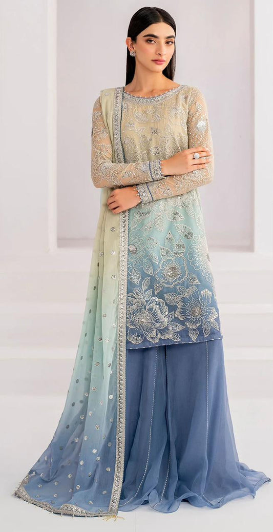 Best Seller Designer Wear 3-PCS Unstitched Embroidery Chiffon Dupatta Mirza Collection